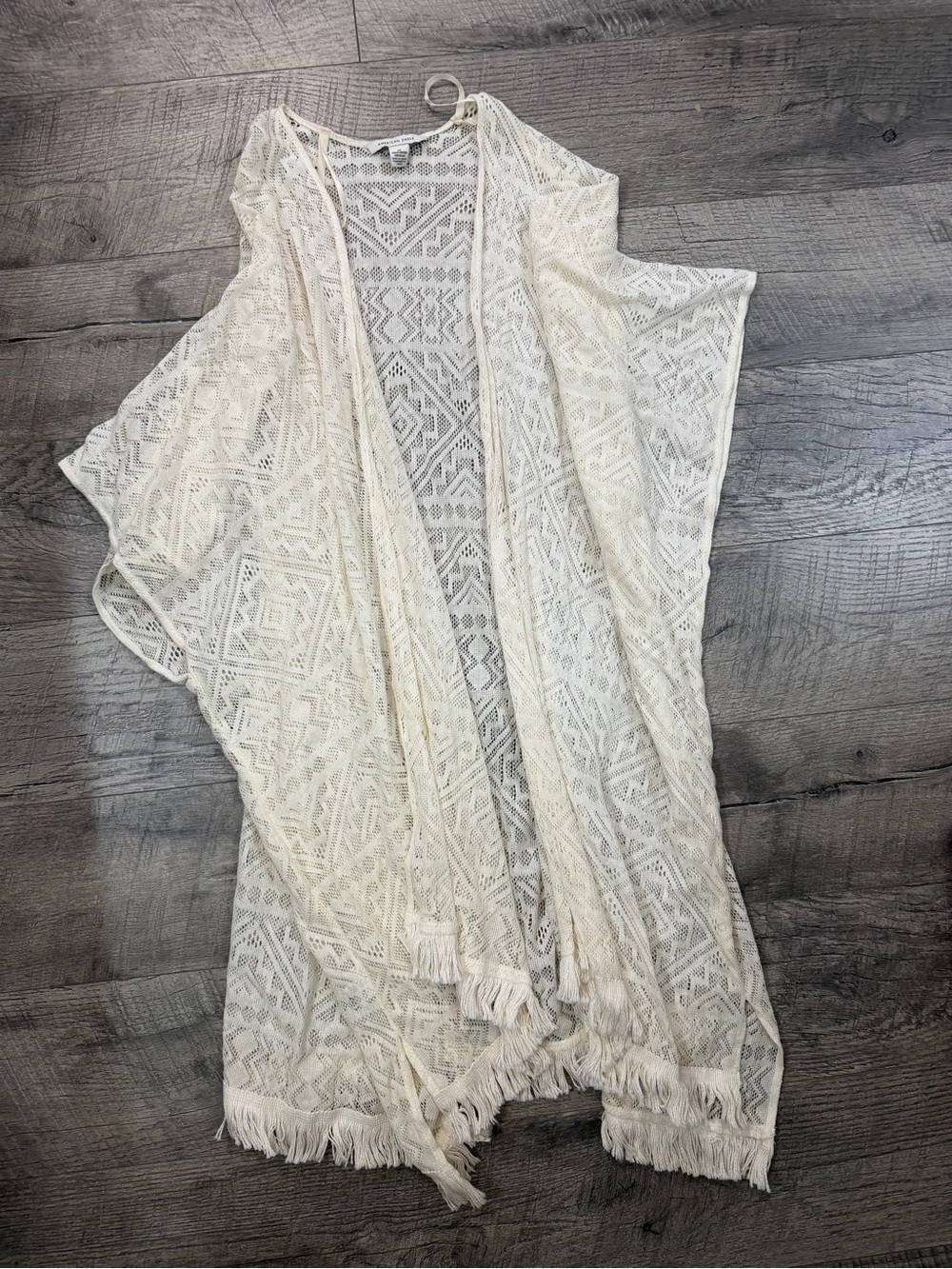 Abercrombie & Fitch Cream Lace Fringe Kimono